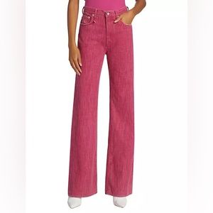 R13 Jane Jeans High Rise Straight Wide Leg Size 28 in Vivid Pink - made in Italy